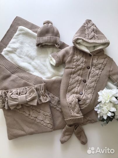 Вязанный набор / комплект на выписку осень-зима