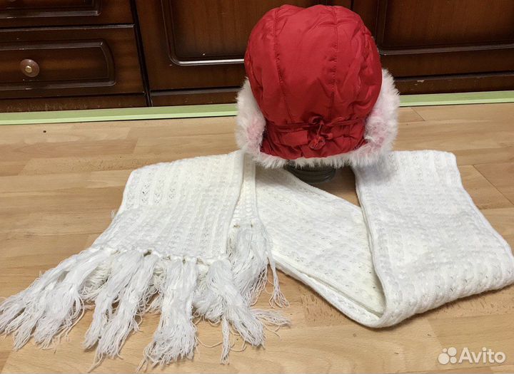 Шапка ушанка и шарф для девочек. Цена за всё