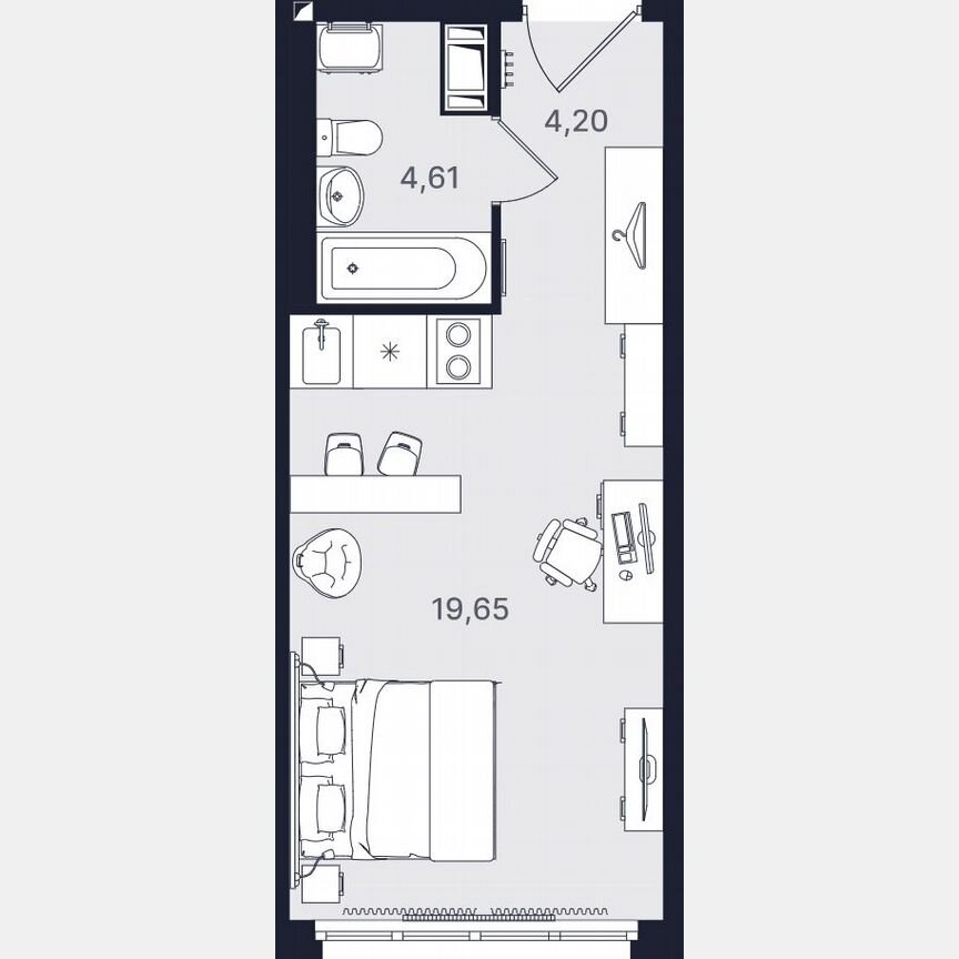 Апартаменты-студия, 28,5 м², 9/24 эт.