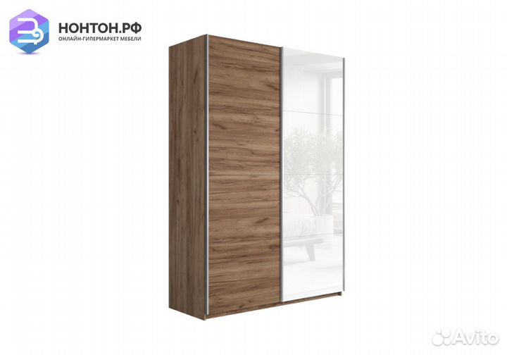 Шкаф-купе 2-х дверный Прайм крафт табачный / белое
