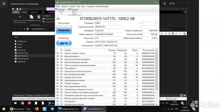 HDD и sshd диски 2.5 1Tb