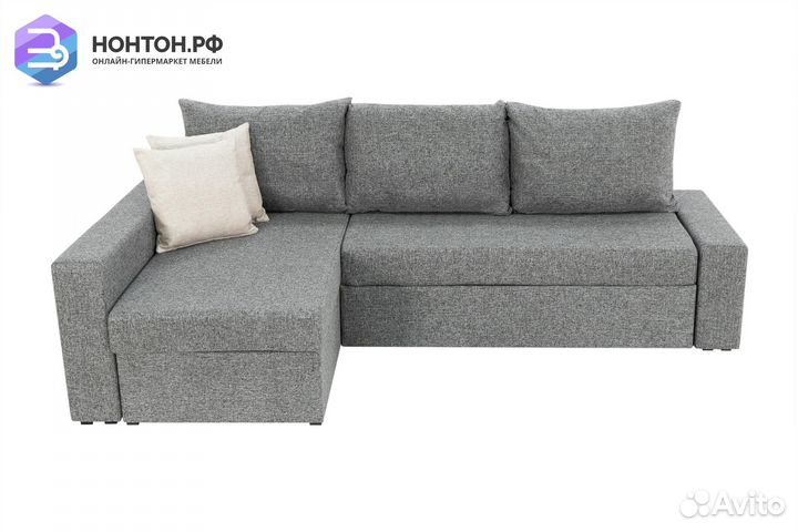 Диван угловой дельфин Версаль рогожка серая