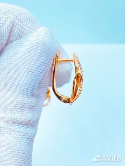 Серьги с природным камнем Золото