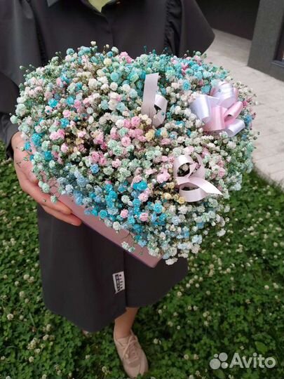 Букет цветов, композиция, живые, гипсофила