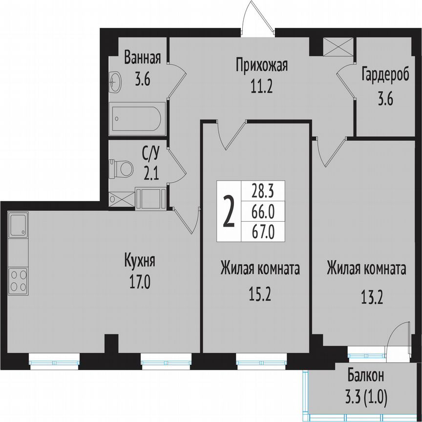 2-к. квартира, 69 м², 1/10 эт.