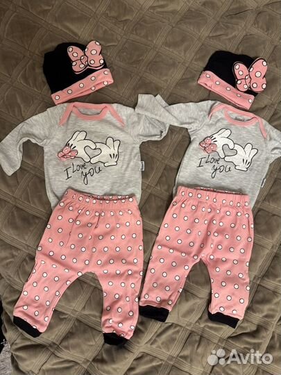 Комплект для двойни,р-ры 62-68 и 68-74