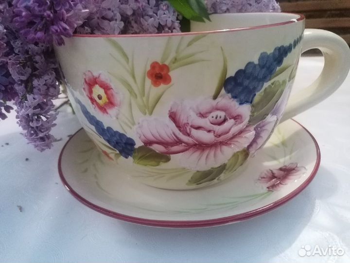 Чашка Кашпо с блюдцем Супер Гигант XL