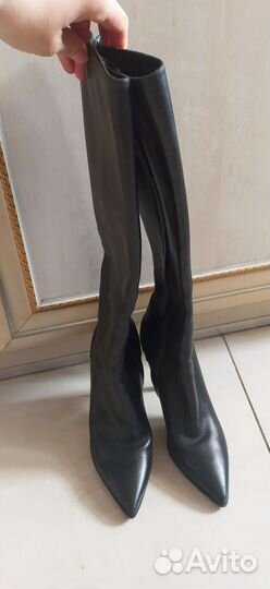 Сапоги на шпильке натур кожа 37 черные Ralph