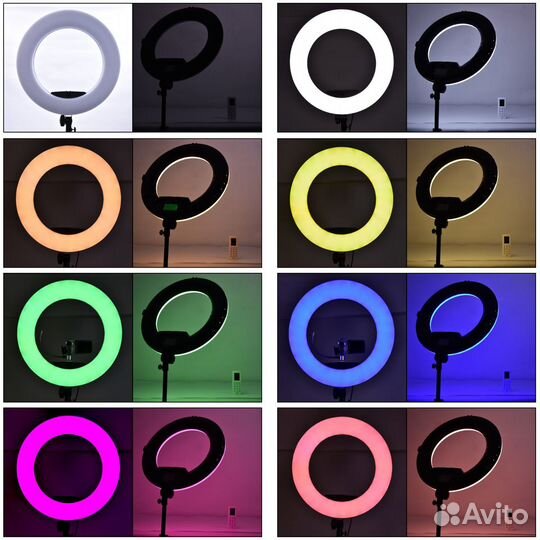 Светодиодная кольцевая лампа RGB RL13 33см цветная