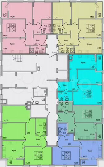 3-к. квартира, 72,6 м², 1/10 эт.