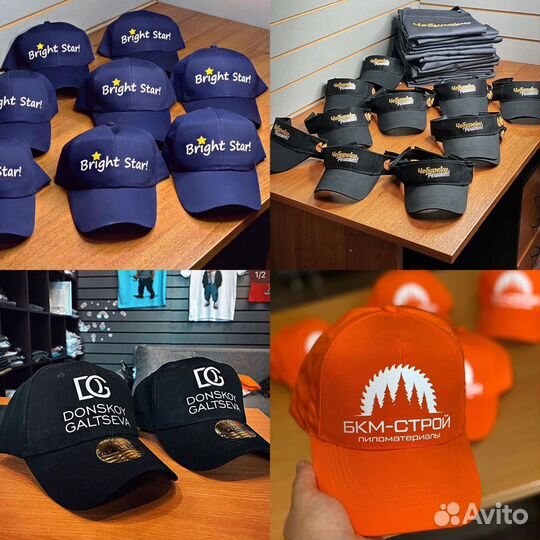 Печать на кепках бейсболках puff