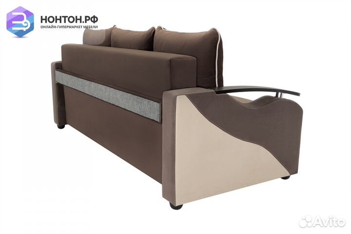 Диван еврокнижка Венеция коричневый / бежевый