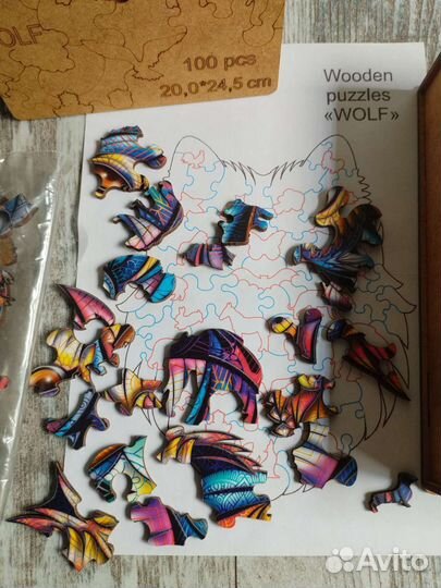 Деревянный пазл Волк