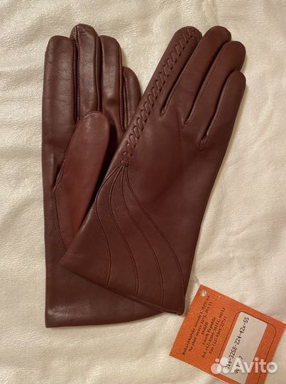 Перчатки кожаные бордовые