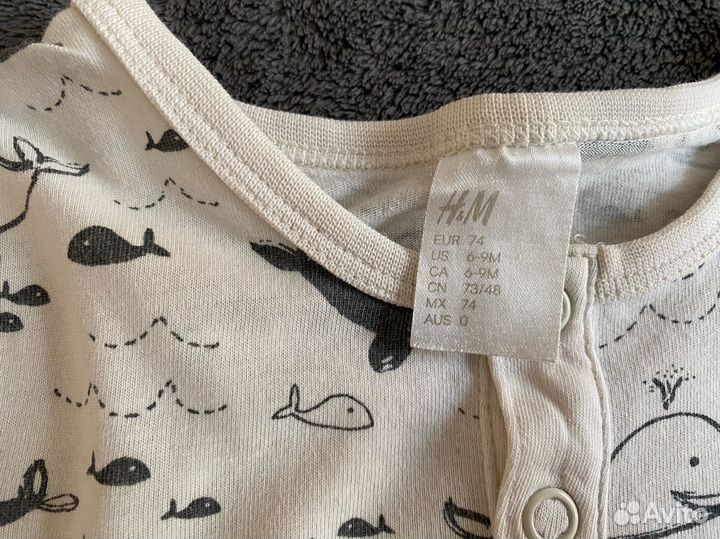 Пижама слип hm 74 80 унисекс