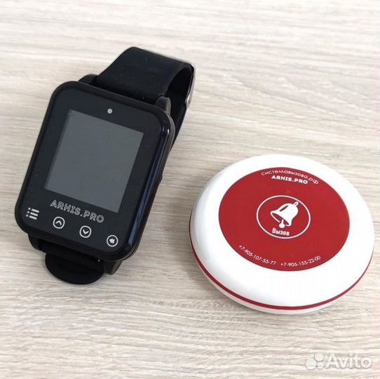 Кнопка вызова официанта и часы пейджер Элит