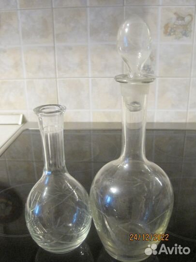 Старинные, редкие винтажные графин и креманка