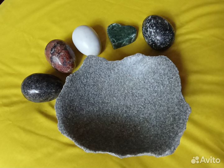 Тарелки и яйца из камня, ручная работа, новые