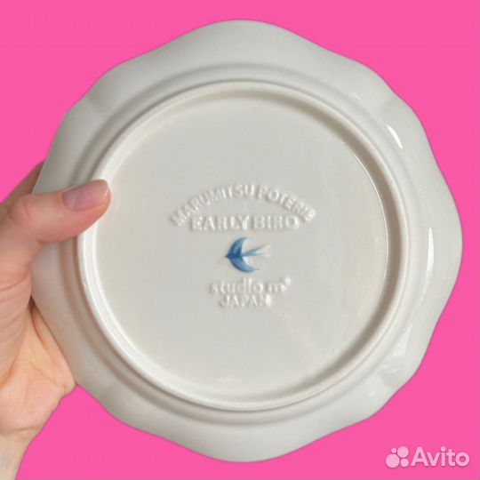 Блюдо тарелка с голубыми ласточками 19,5 см