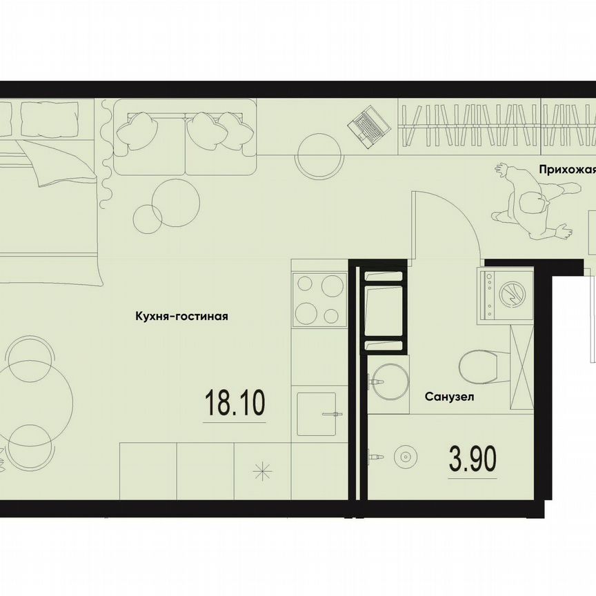 Квартира-студия, 28 м², 2/12 эт.