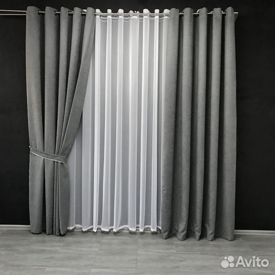 Шторы на люверсах канвас