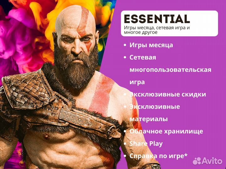 Подписка PS Plus Essential 12 Игры PS4 и PS5