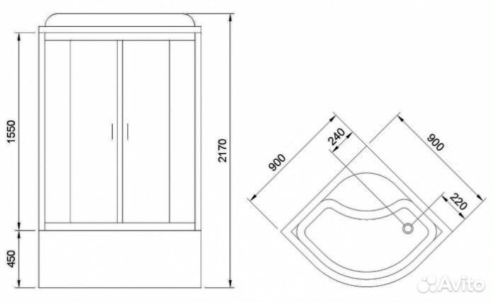 Душевая кабина Royal Bath RB90BK1-T-CH 90x90