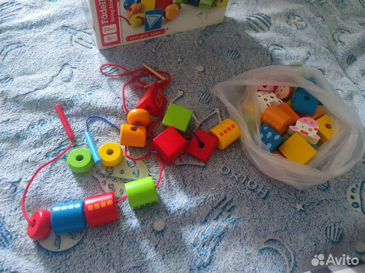 Деревянные бусы шнуровка