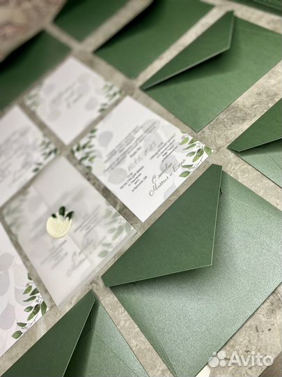 Пригласительные на свадьбу калька сургуч когверт