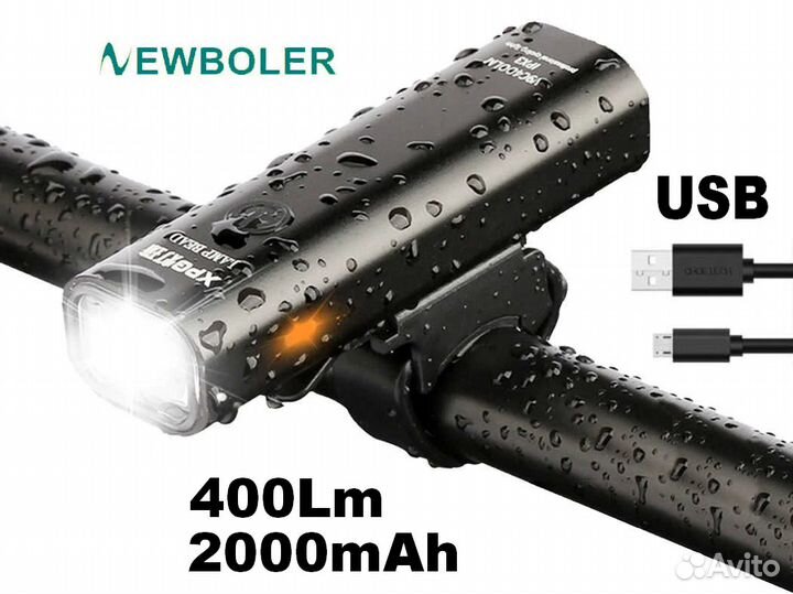 Велосипедный фонарь с аккумулятором USB newboler