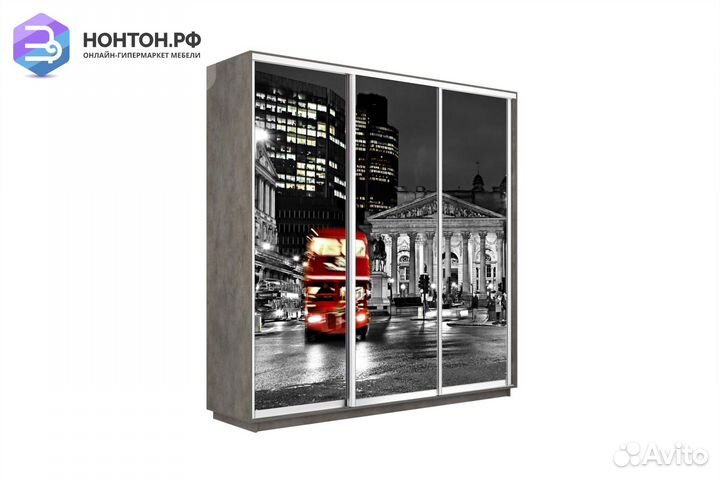 Шкаф-купе 3-х дверный Нонтон фото ночной Лондон