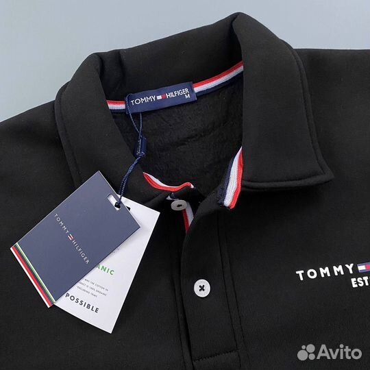 Tommy hilfiger свитшот на пуговицах черный (флис)