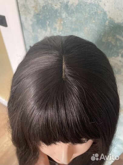 Черный длинный парик с челкой