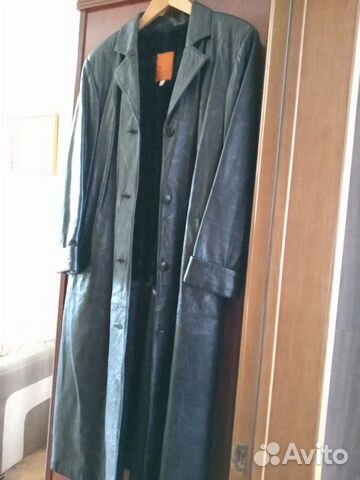 Утепленный кожаный плащ 50 - 52 р