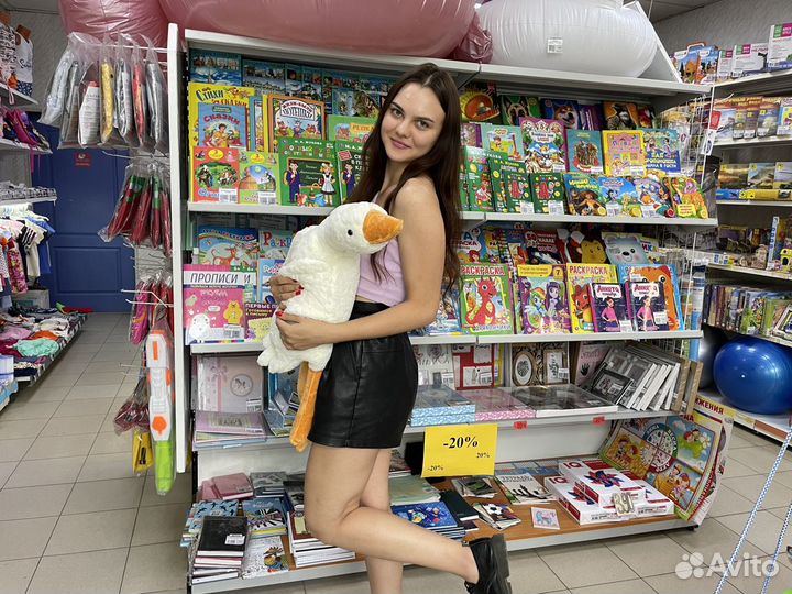 Плюшевая мягкая игрушка утка гусь подушка утя