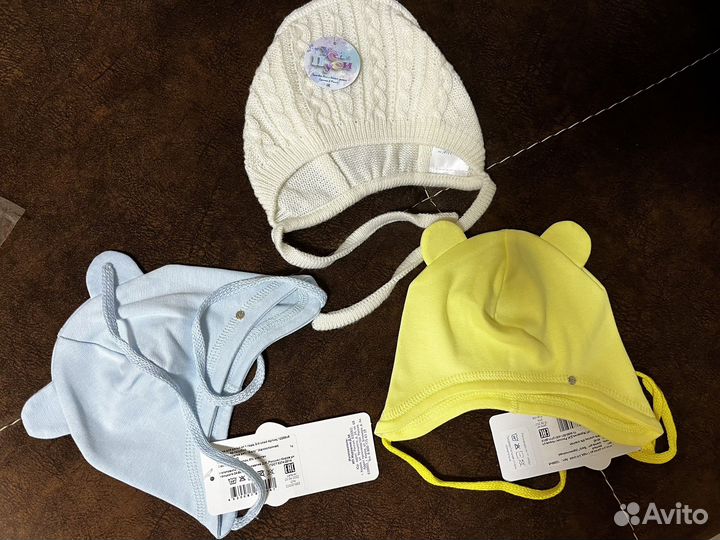 Шапочки, чепчики для малышей. Новые