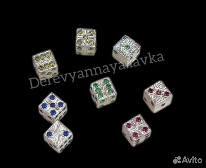 Кости (кубики) для нард серебряные