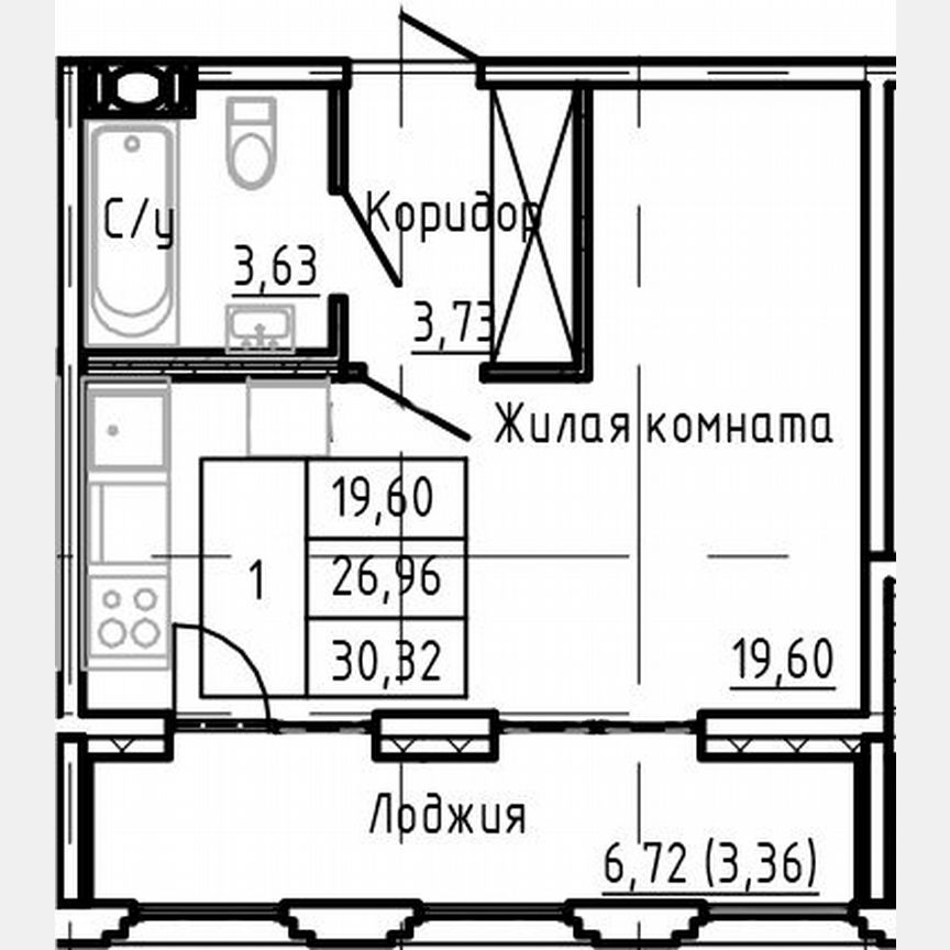 Квартира-студия, 30,1 м², 9/24 эт.