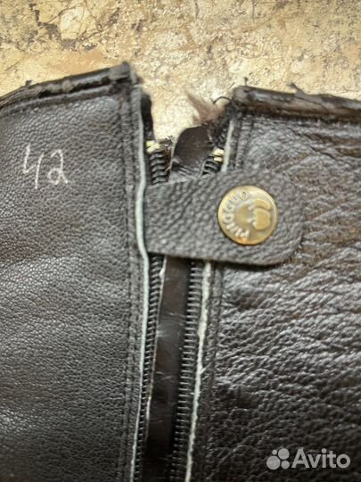 Кожаные меховые тапочки-валенки