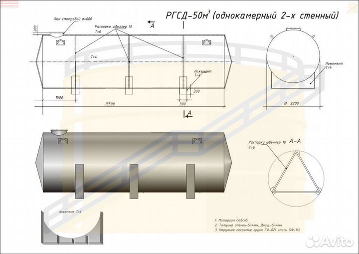 Резервуар Горизонтальный ргсн-175м3
