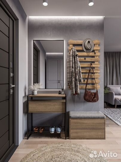 Вешалка настенная в прихожую с рейками