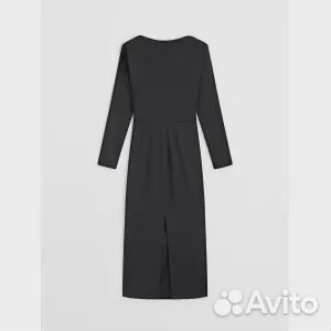 Платье Massimo Dutti Midi With Gathered Side, черн