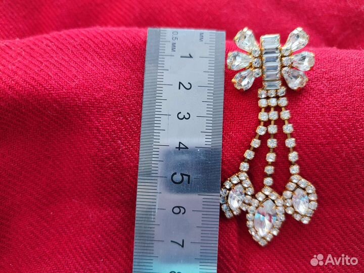 Винтажные длинные Серьги со стразами 90-е годы