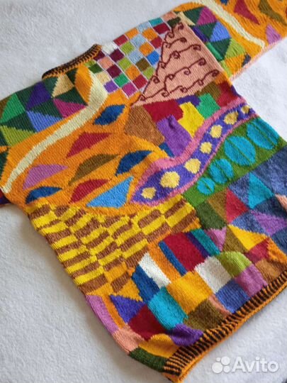 Яркая кофта-пэчворк-ручная вязка