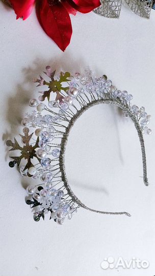 Новогодний ободок корона со снежинками