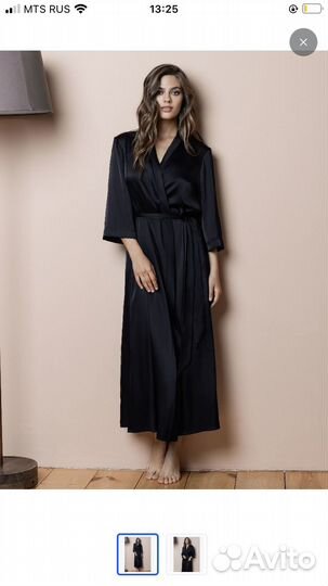 Халат домашний черный шелк