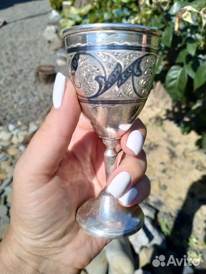 Серебрянная рюмка высокая проба 875 Кубачи