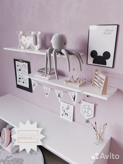 Прямая полка настенная навесная белая и черная