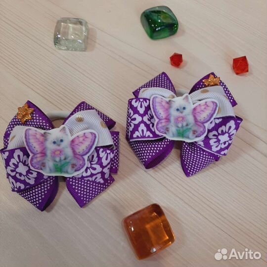 Детские резинки бантики для волос-2шт