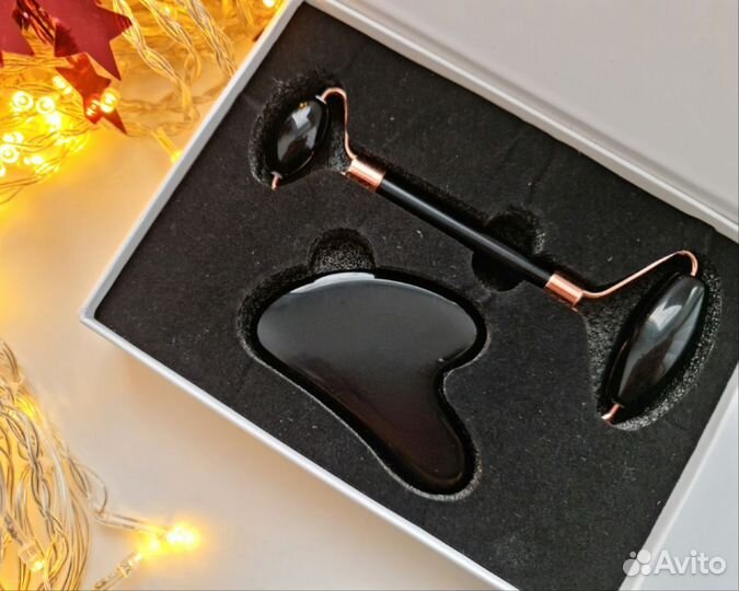 Массажный набор для лица (роллер + скребок)